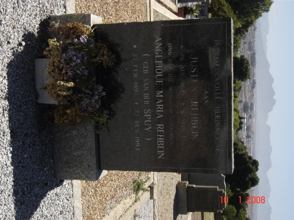 REHBEIN Justus 1888-1965 &amp; Angelique Maria VAN DER SPUY 1897-1993