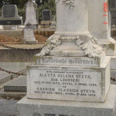 STEYN Kassien Classien 1864-1939 &amp; Aletta Helena LOUBSER 1873-1930