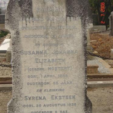 SPUY Sybrand Jacobus, van der –19?6 &amp; Susanna Johanna Elizabeth MOSTERT –1958 :: EKSTEEN Syrena  -1936