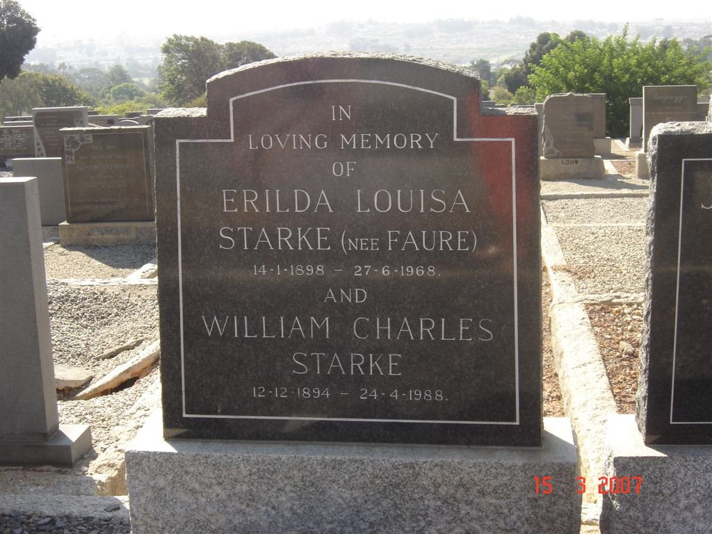 STARKE William Charles 1894-1988 &amp; Erilda Louisa FAURE 1898-1968