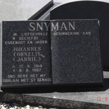 SNYMAN Johannes Cornelis 1914-1987