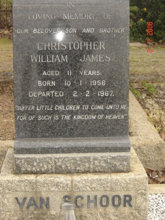 SCHOOR Christopher William James, van 1956-1967