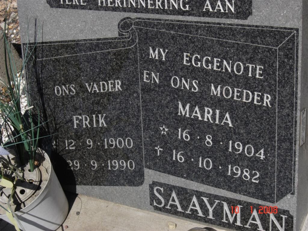 SAAYMAN Frik 1900-1990 &amp; Maria 1904-1982