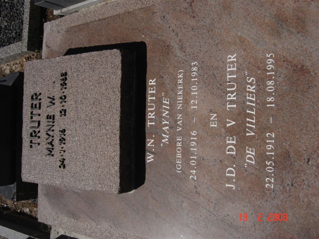 TRUTER J.D. de V. 1912-1995 &amp; W.N. VAN NIEKERK 1916-1983