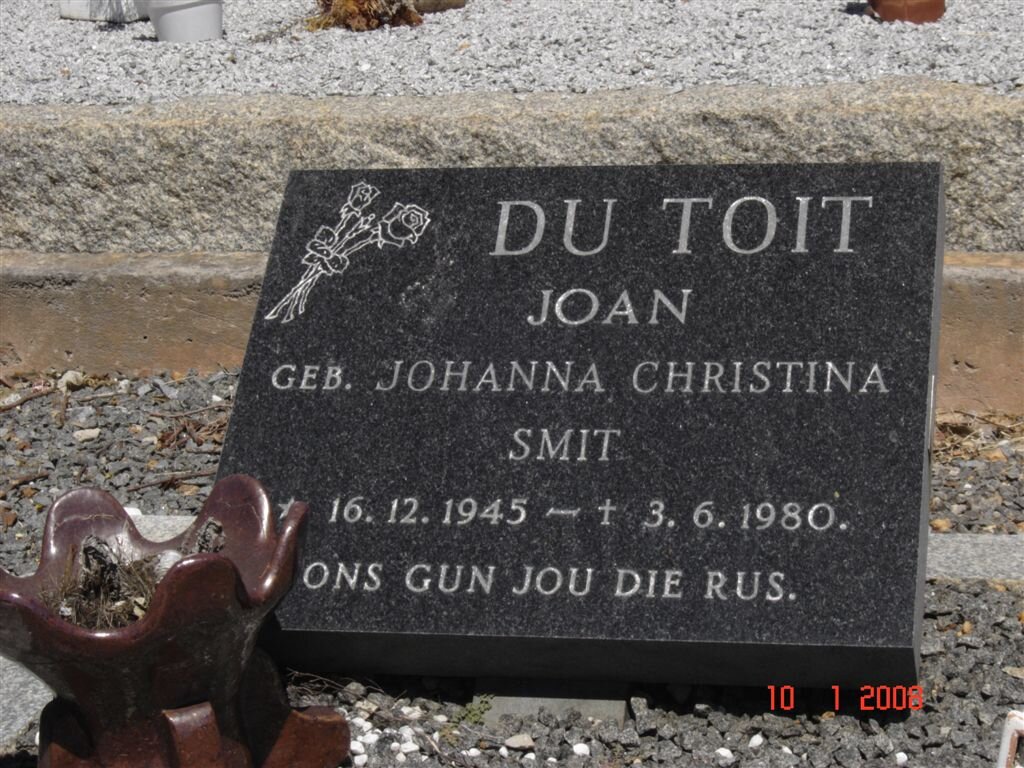 TOIT Johanna Christina, du nee SMIT 1945-1980