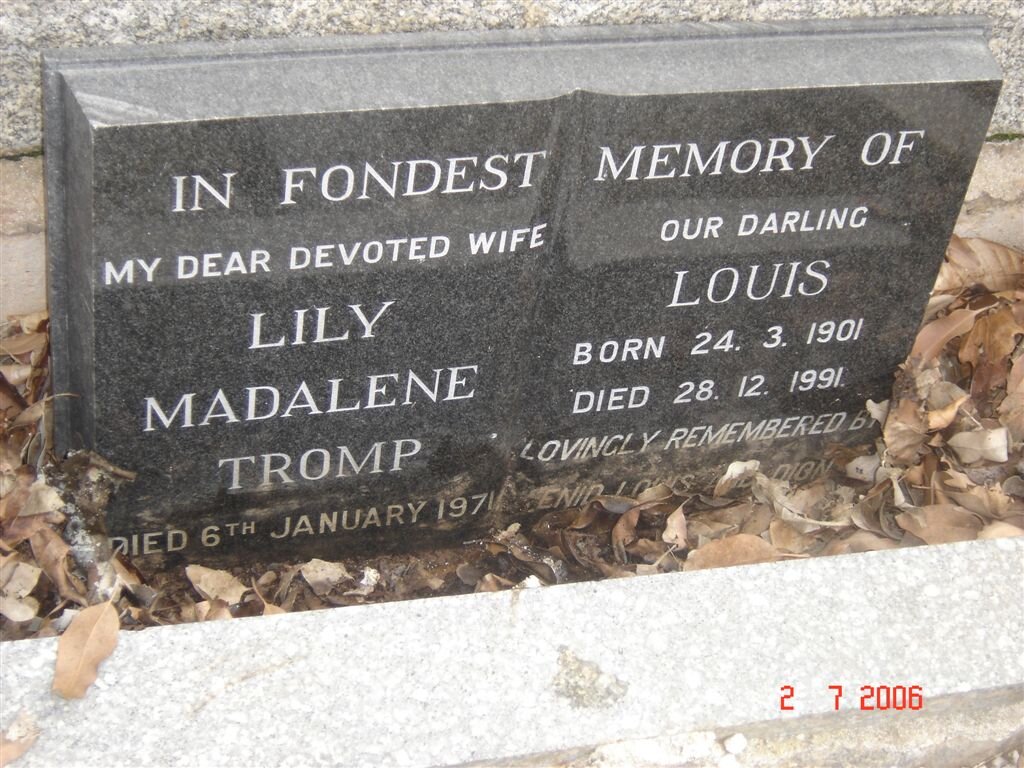 TROMP Louis 1901-1991 &amp; Lily Madelene -1971