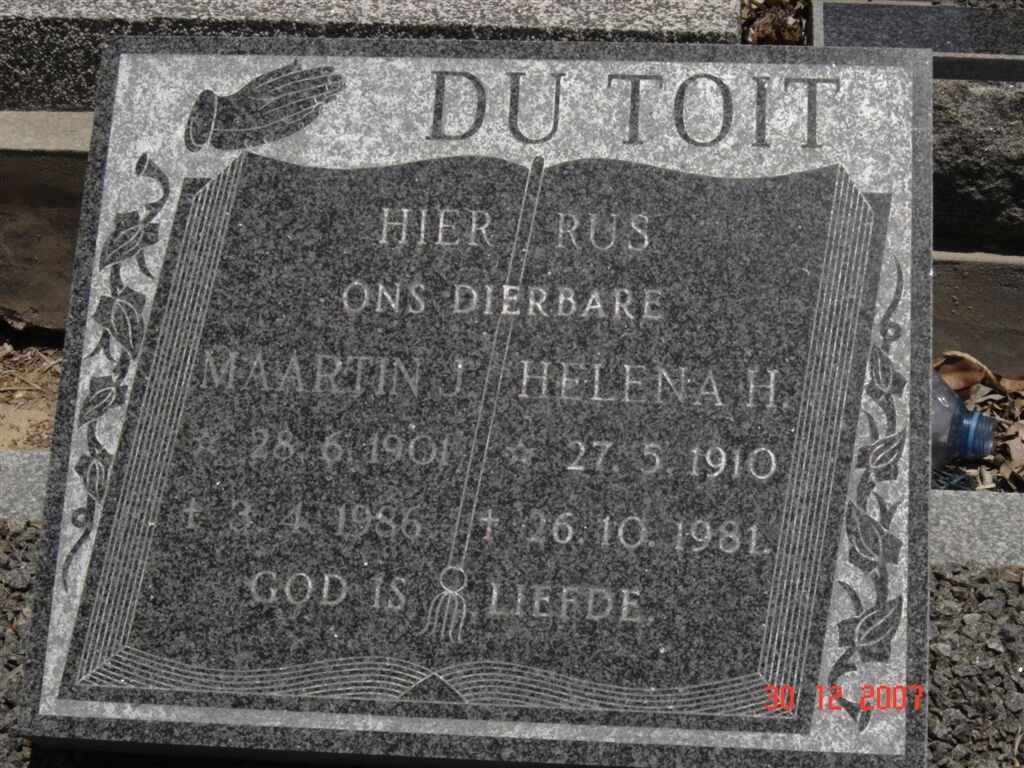TOIT Maartin J., du 1901-1986 &amp; Helena H. 1910-1981