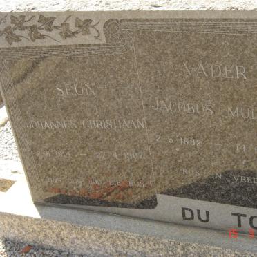 TOIT Jacobus Muller, du 1882-1962 :: DU TOIT Johannes Christiaan 1914-1967