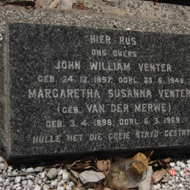 VENTER John William 1897-1948 &amp; Margaretha Susanna VAN DER MERWE 1898-1969