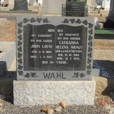 WAHL John Louw 1889-1957 &amp; Catharina Helena V.D. WESTHUIZEN 1904-1970