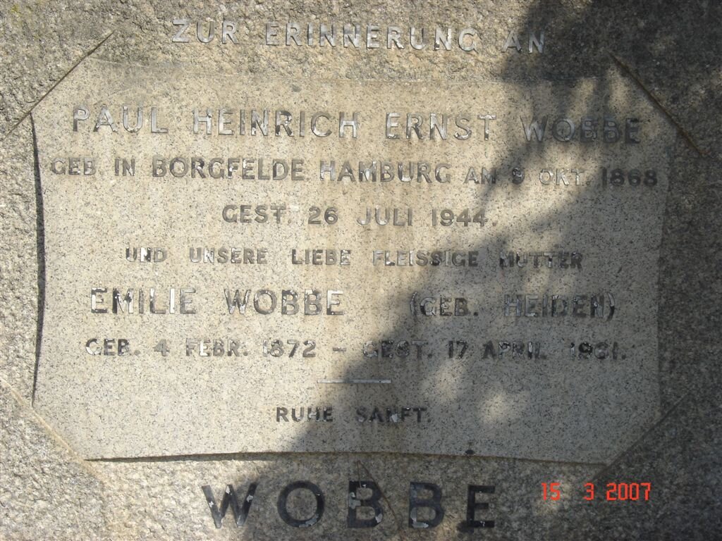 WOBBE Paul Heinrich Ernst 1868-1944 &amp; Emilie HEIDEN 1872-1931