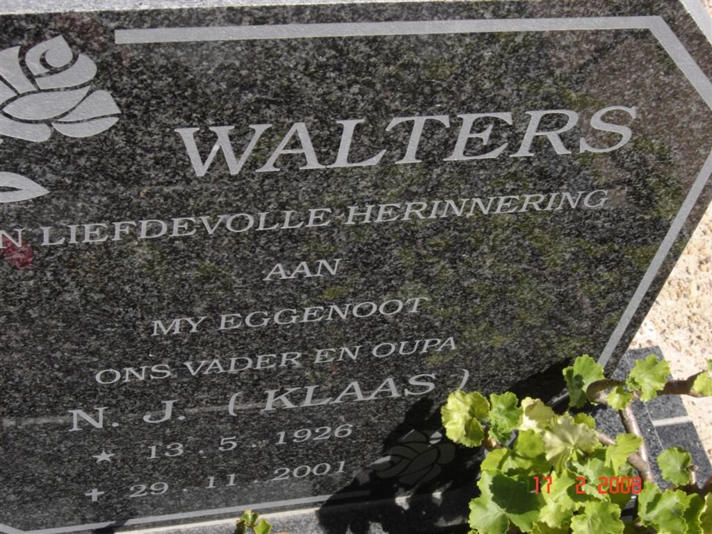 WALTERS N.J. 1926-2001