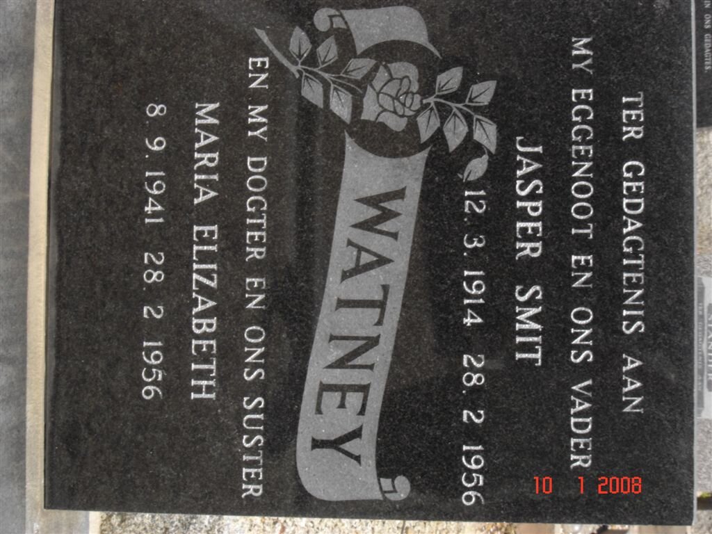 WATNEY Jasper Smit 1914-1956 :: WATNEY Maria Elizabeth 1941-1956