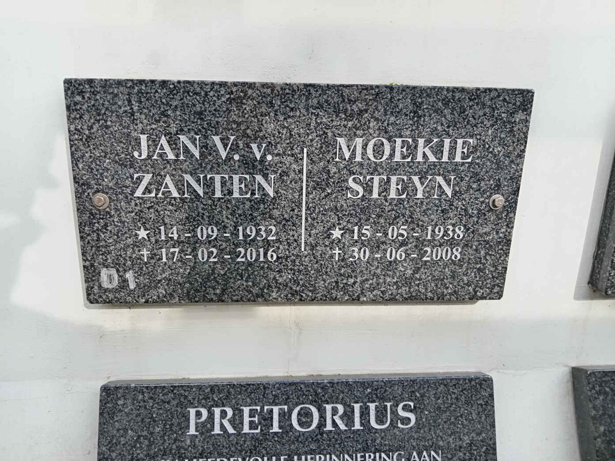 ZANTEN Jan V., van 1932-2016 :: STEYN Moekie 1938-2008