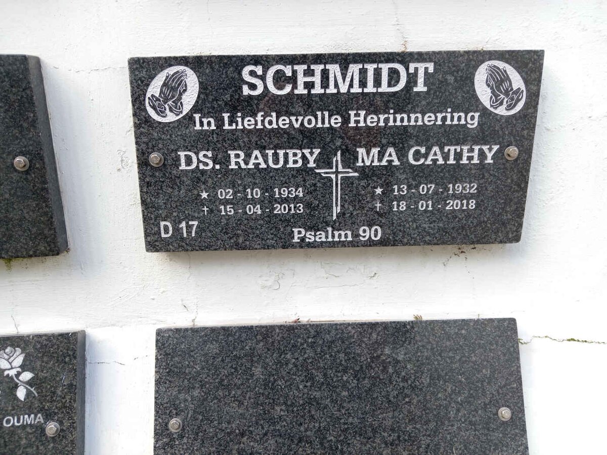 SCHMIDT Rauby 1934-2013 &amp; Cathy 1932-2018