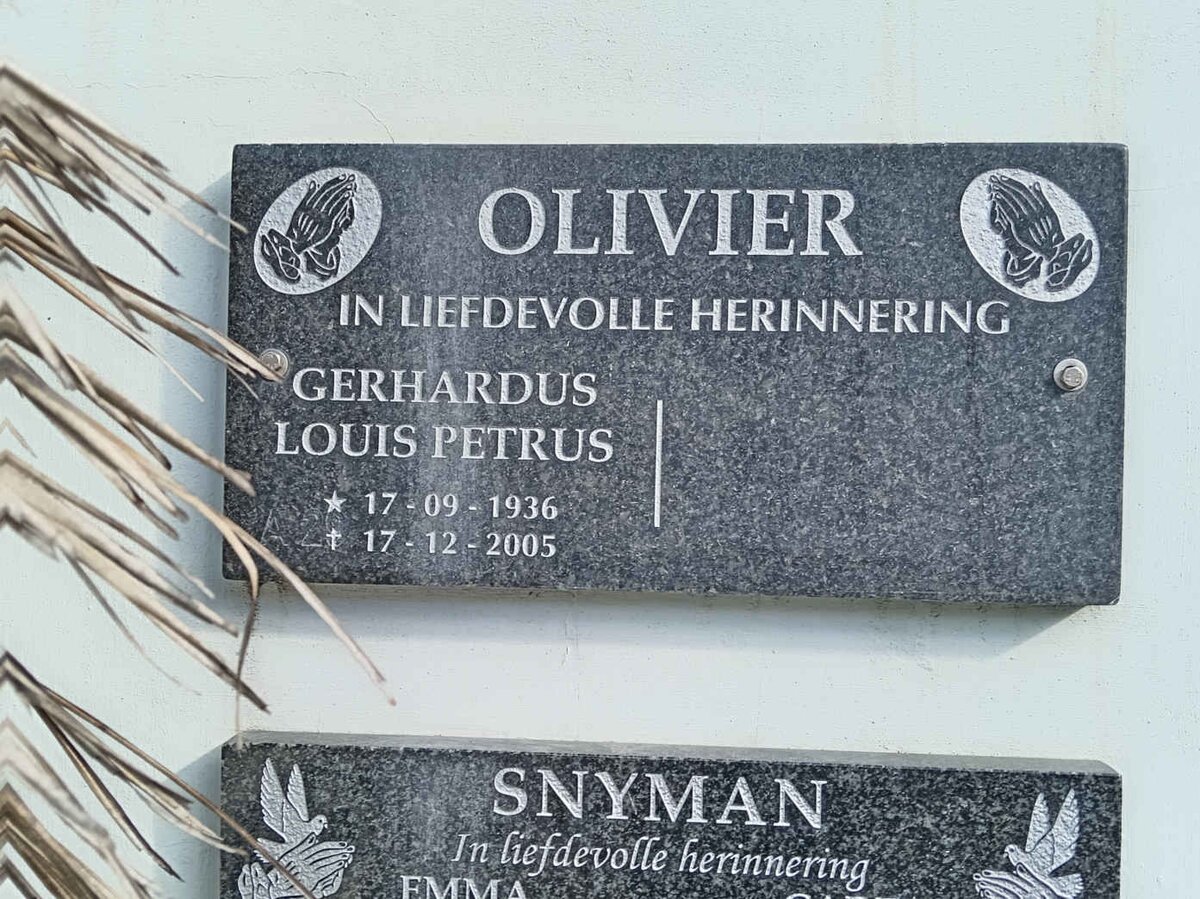 OLIVIER Gerhardus Louis Petrus 1936-2005