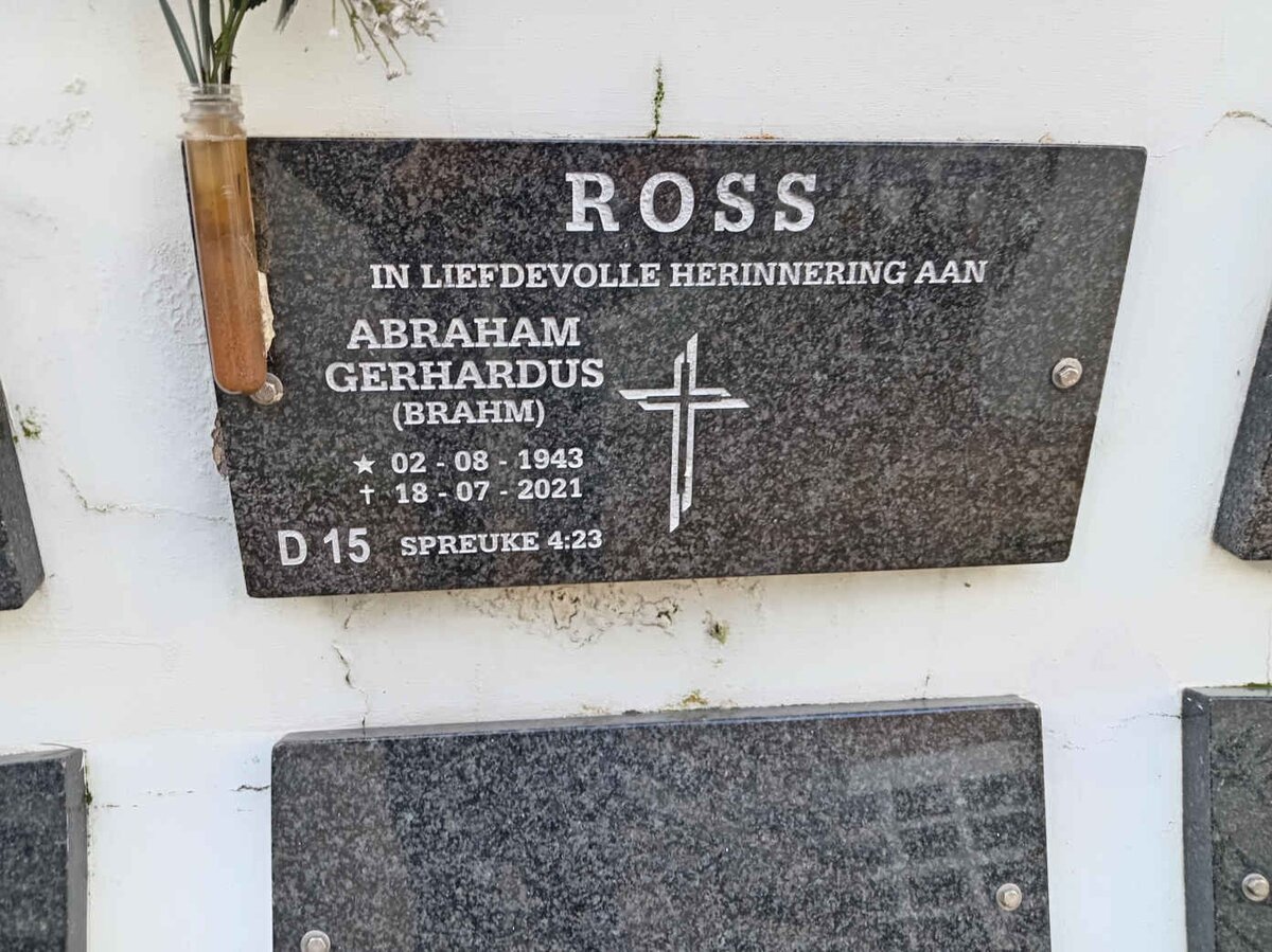 ROSS Abraham Gerhardus 1943-2021