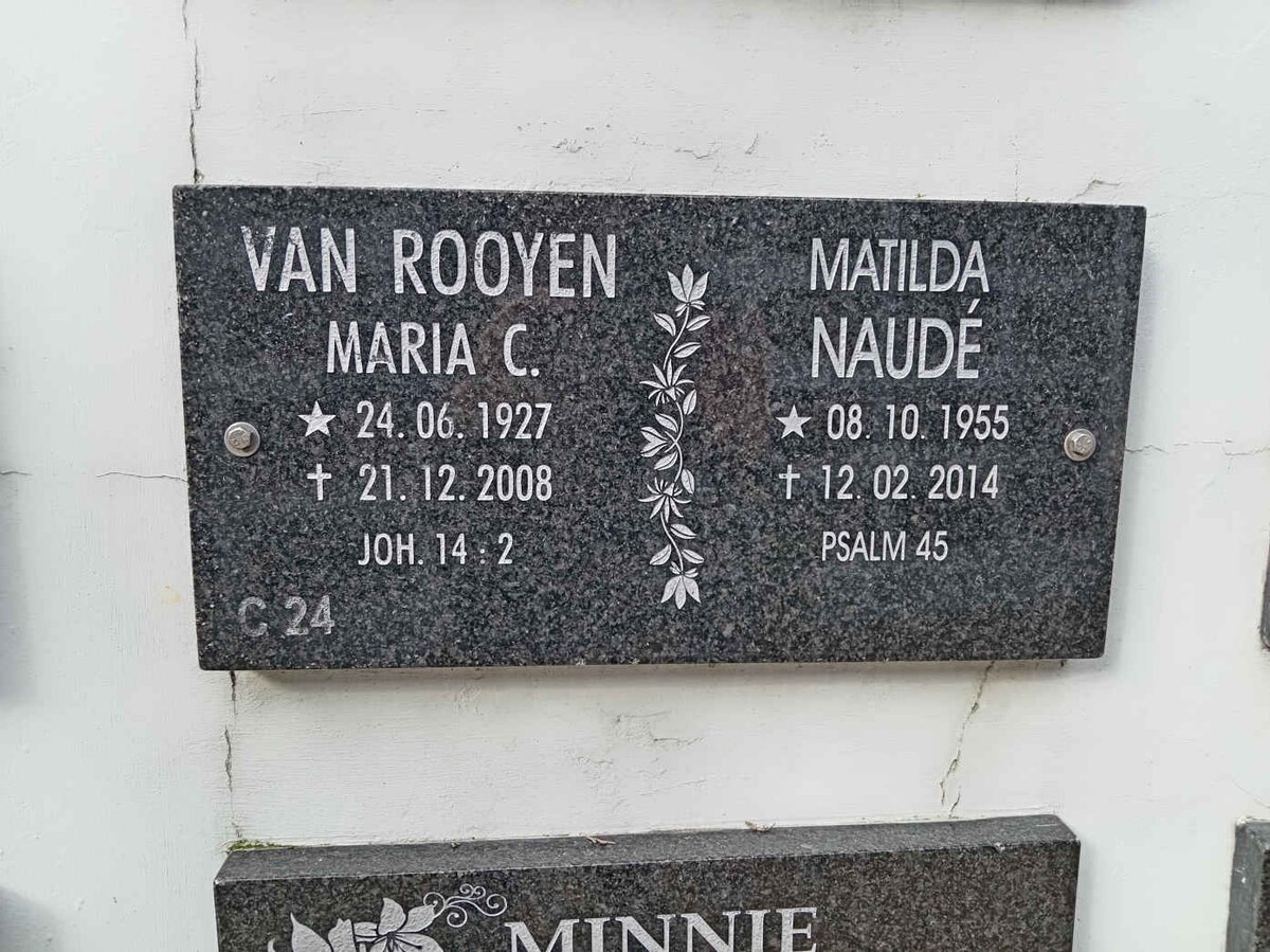 ROOYEN Maria C., van 1927-2008 :: NAUDE Matilda 1955-2014