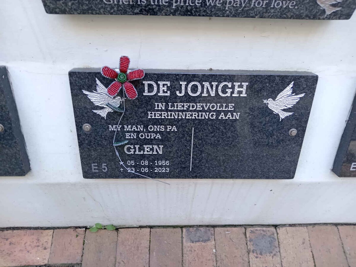 JONGH Glen, de 1956-2023