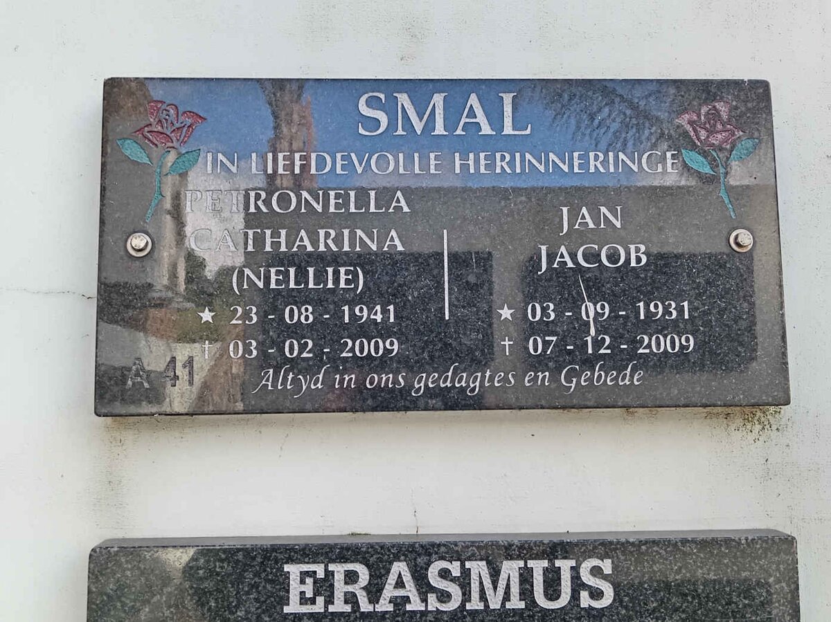 SMAL Jan Jacob 1931-2009 &amp; Petronella Catharina 1941-2009