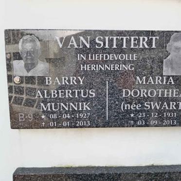 SITTERT Barry Albertus Munnik, van 1927-2013 &amp; Maria Dorothea SWART 1931-2013