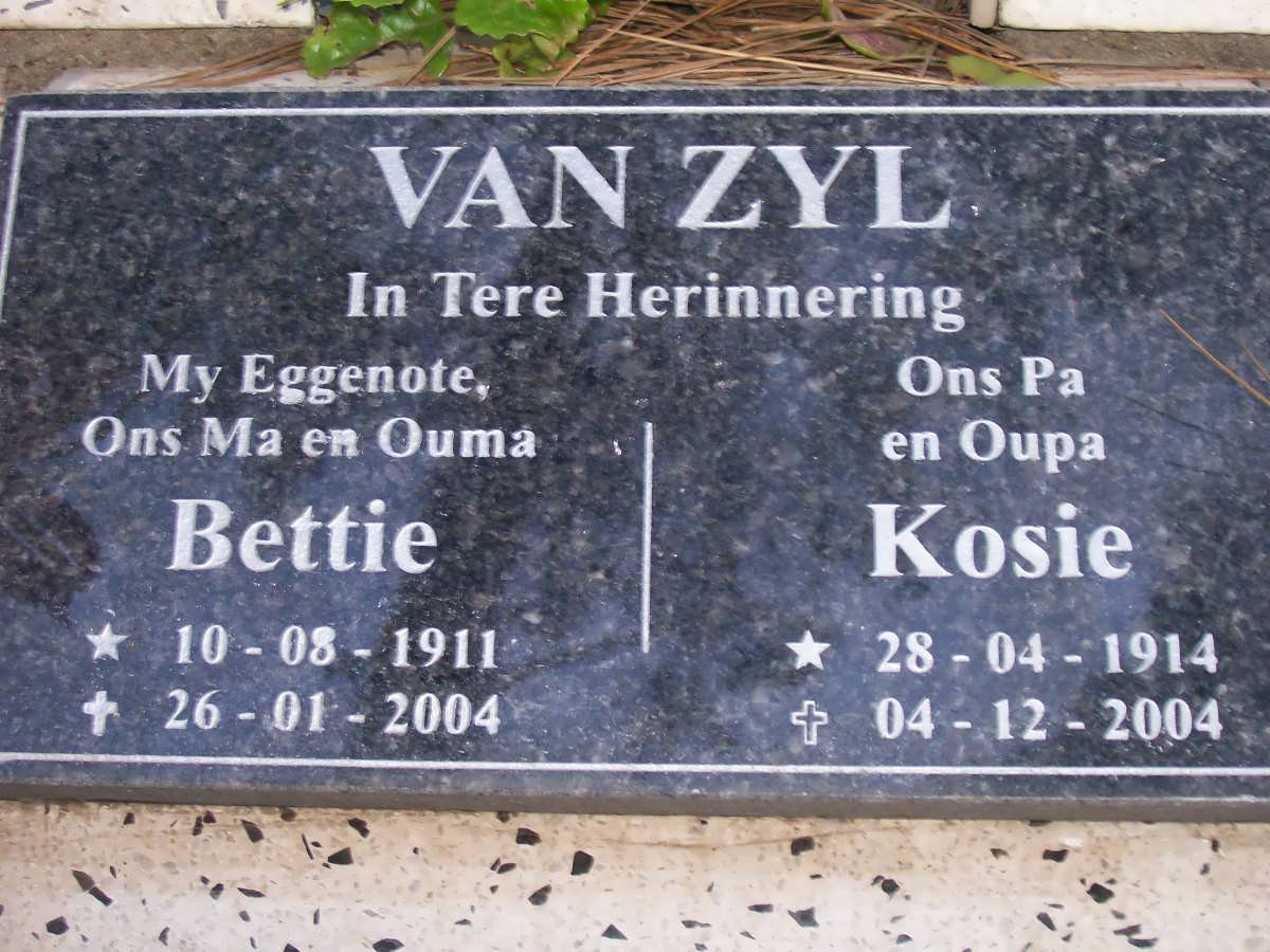 ZYL Kosie, van 1914-2004 &amp; Bettie 1911-2004