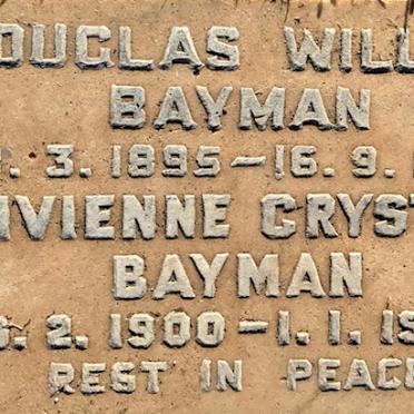 BAYMAN Douglas William 1895-1976 &amp; Vivienne Crystal 1900-1985