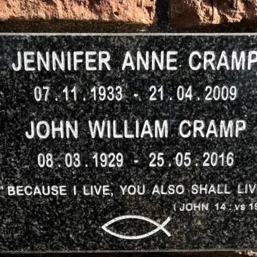 CRAMP John William 1929-2016 &amp; Jennifer Anne 1933-2009