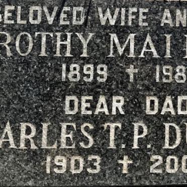 DUFFETT Charles T.P. 1903-2003 &amp; Dorothy Mai 1899-1985