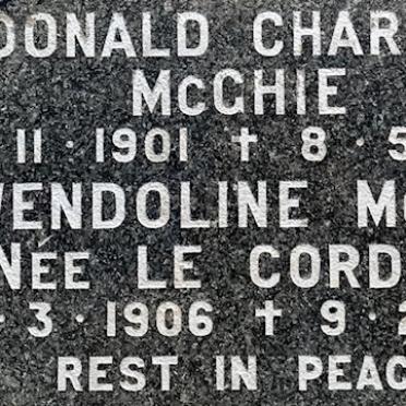 McGHIE Donald Charles 1901-1981 &amp; Gwendoline LE CORDEUR 1906-1984