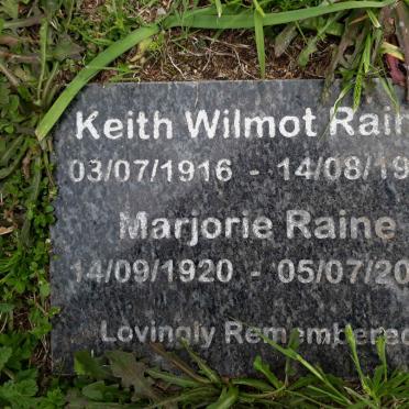 RAINE Keith Wilmot 1916-1976 &amp; Marjorie 1920-2018