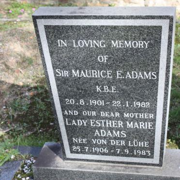 ADAMS Maurice E. 1901-1982 &amp; Esther Marie VON DER LÜHE 1906-1983
