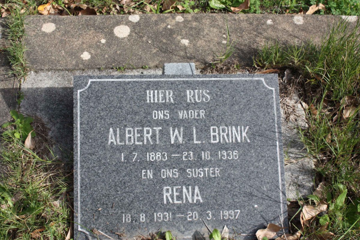BRINK Albert W.L. 1883-1936 :: BRINK Rena 1931-1997