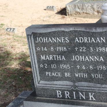 BRINK Johannes Adriaan 1918-1981 &amp; Martha Johanna 1915-1981