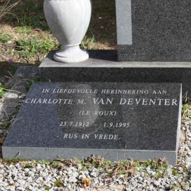 DEVENTER Charlotte M., van nee LE ROUX 1912-1995