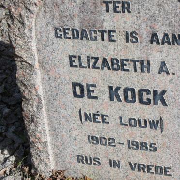 KOCK Elizabeth A., de nee LOUW 1902-1985