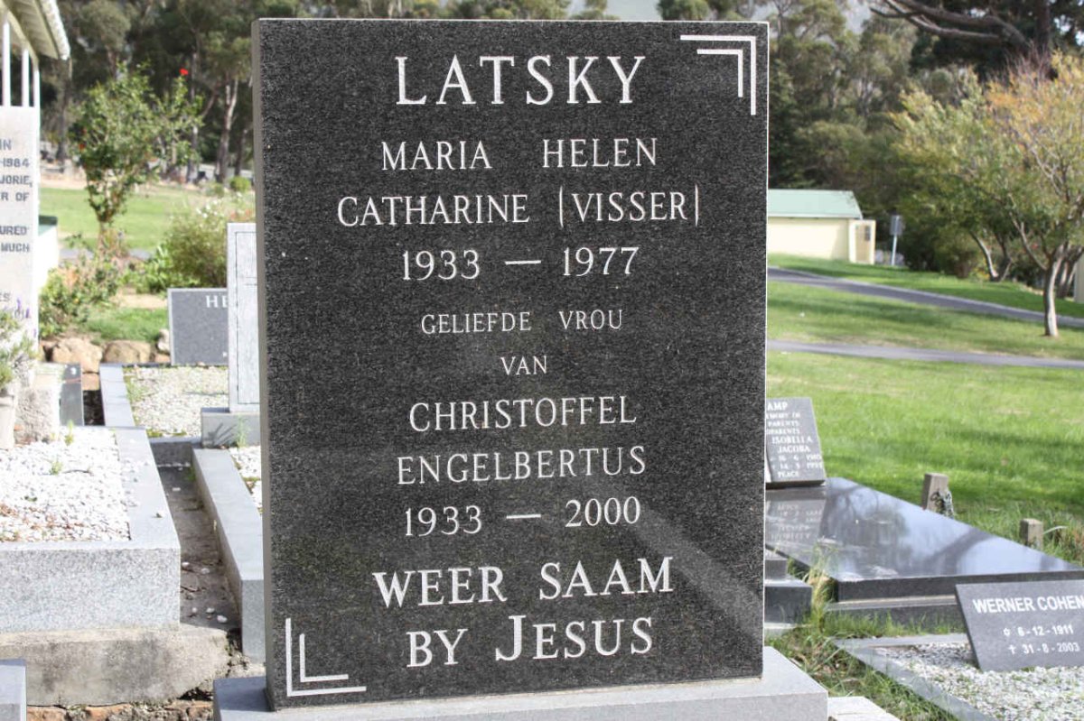 LATSKY Christoffel Engelbertus 1933-2000 &amp; Maria Helen Catharine VISSER 1933-1977