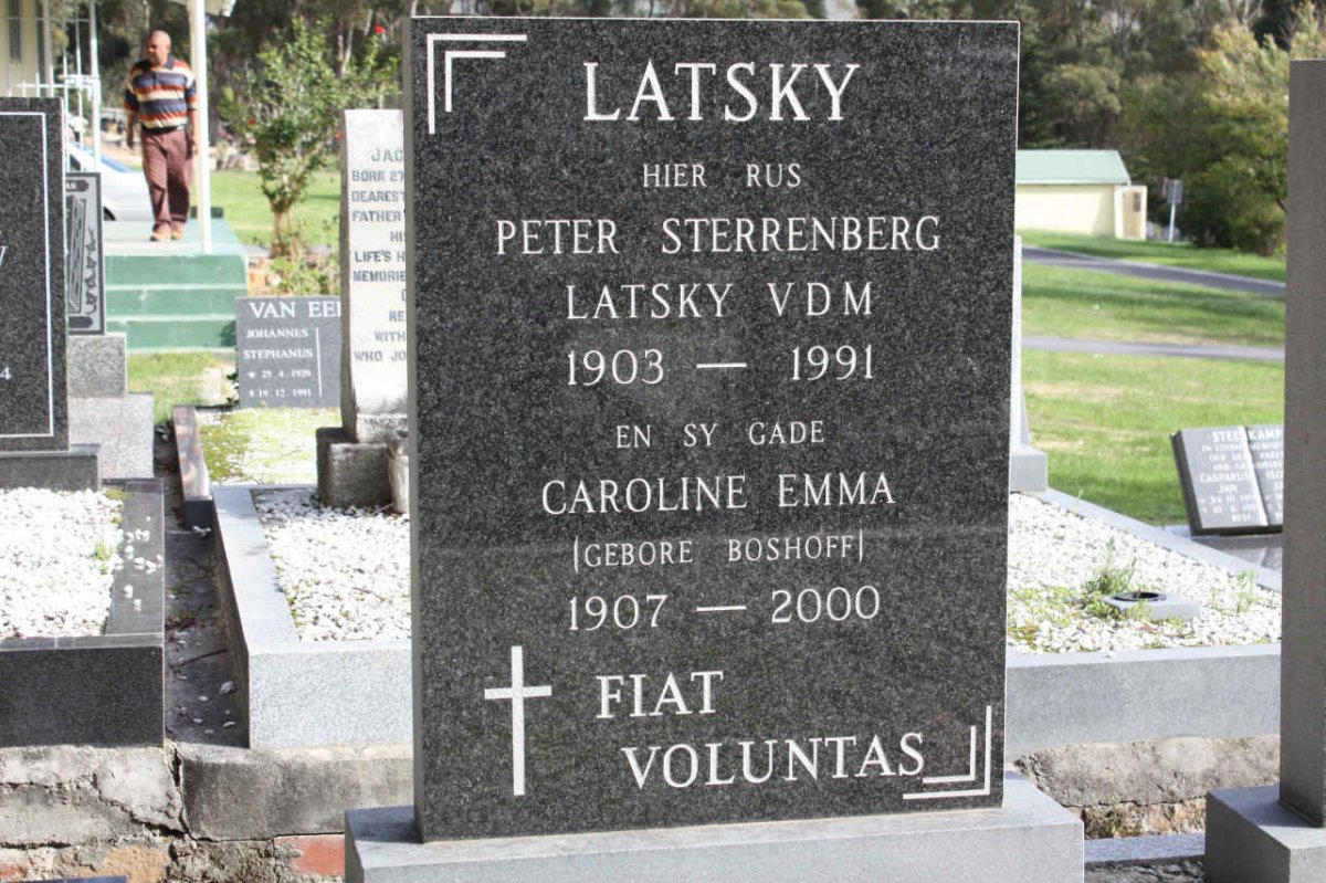 LATSKY Peter Sterrenberg Latsky Vdm 1903-1991 &amp; Caroline Emma BOSHOFF 1907-2000