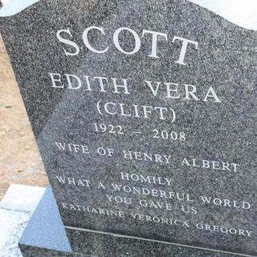 SCOTT Edith Vera nee CLIFT 1922-2008