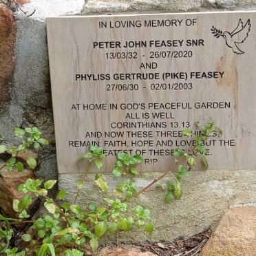 FEASEY Peter John 1930-2020 &amp; Phyliss Gertrude PIKE 1930-2003