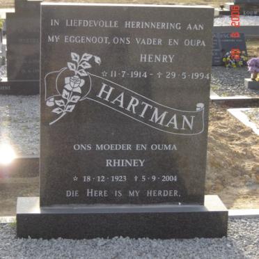 HARTMAN Henry 1914-1994 &amp; Rhiney 1923-2004