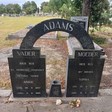 ADAMS Arrie 1907-1969 & Sophia 1923-2011