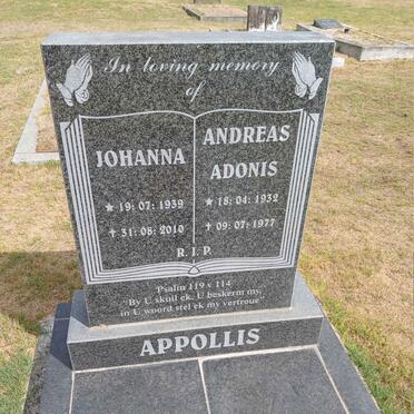 APPOLLIS Andreas Adonis 1932-1977 & Johanna 1939-2010