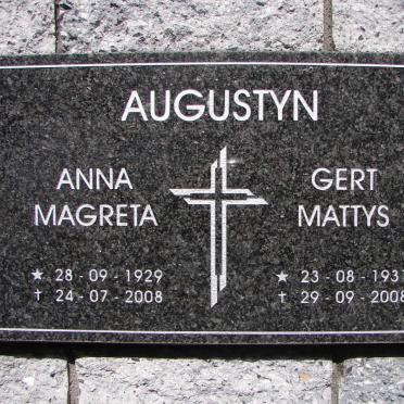 AUGUSTYN Gert Mattys 1931-2008 &amp; Anna Magreta 1929-2008