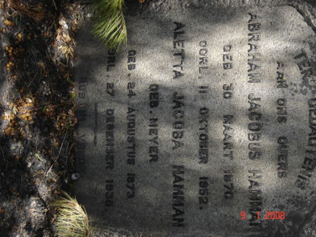 HAMMAN Abraham Jacobus 1870-1952 &amp; Aletta Jacoba MEYER 1873-1935