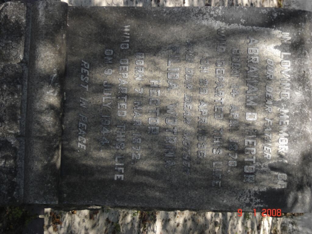 HECTOR  Abraham D. 1870-1986 &amp; Filida Wotrina 1872-1944