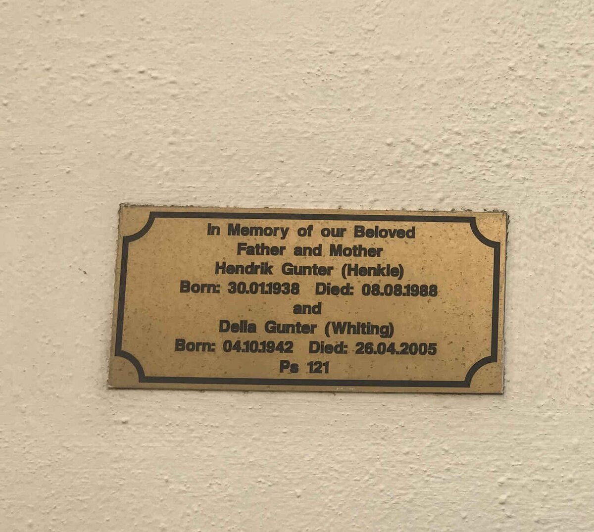 GUNTER Hendrik 1938-1988 & Della WHITING 1942-2005