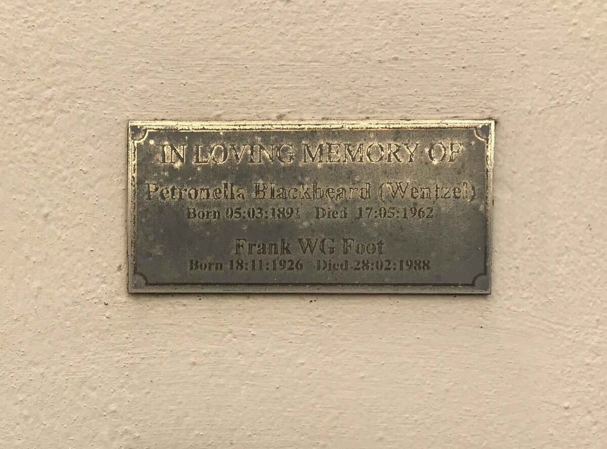 BLACKBEARD Petronella nee WENTZEL 1891-1962 :: FOOT Frank W.G. 1926-1988
