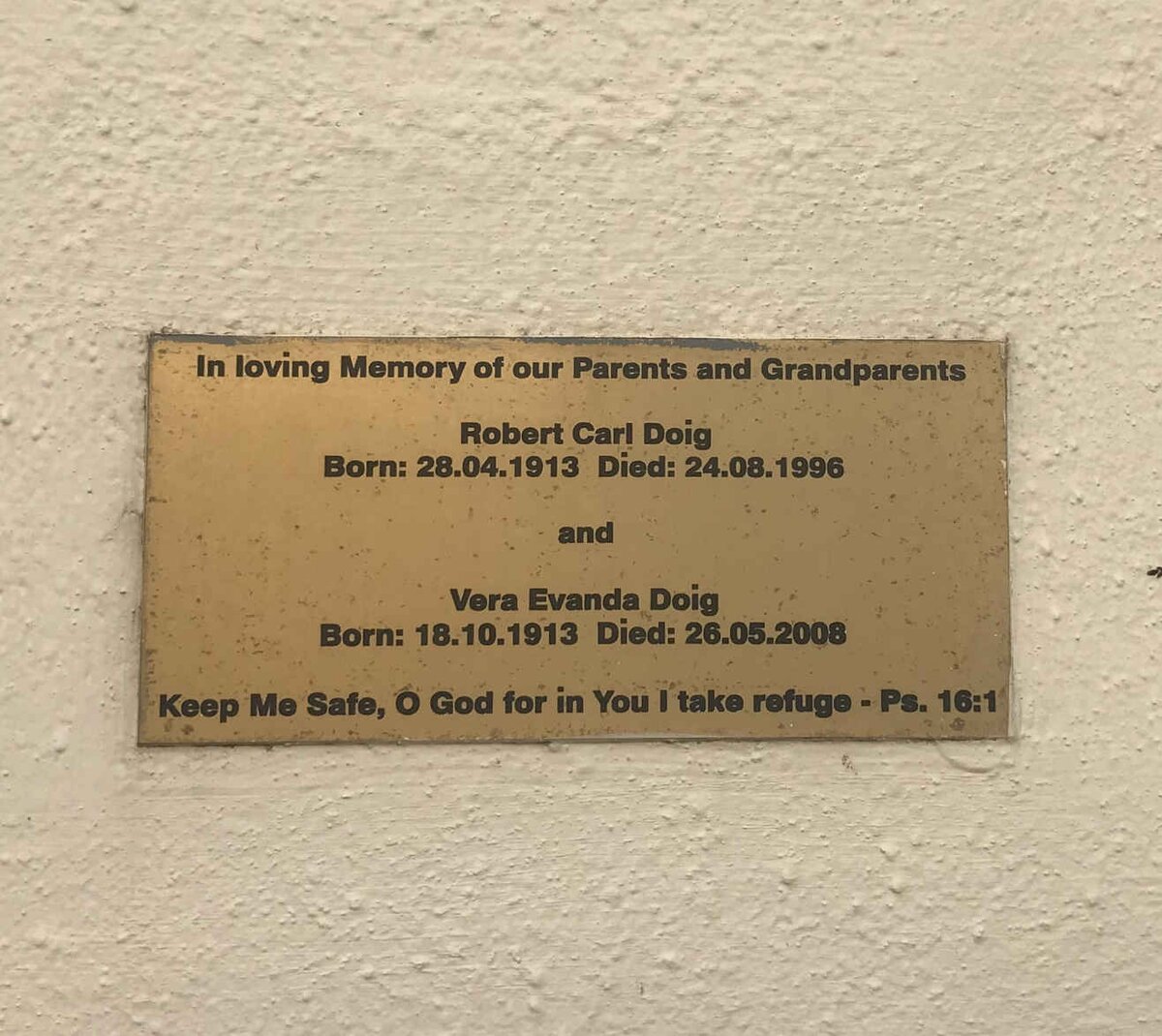 DOIG Robert Carl 1913-1996 & Vera Evanda 1913-2008