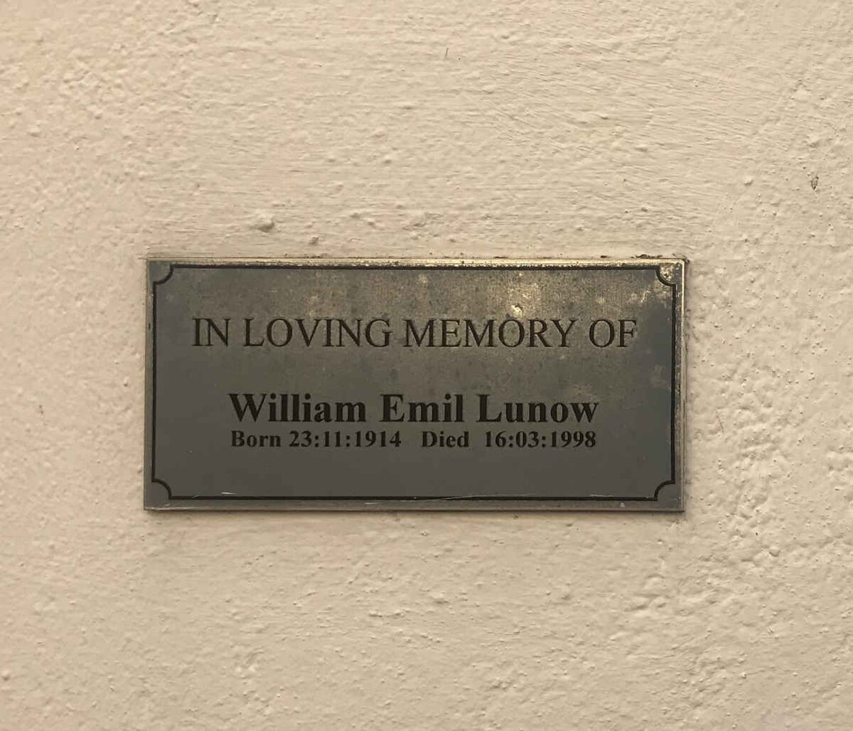 LUNOW William Emil 1914-1998